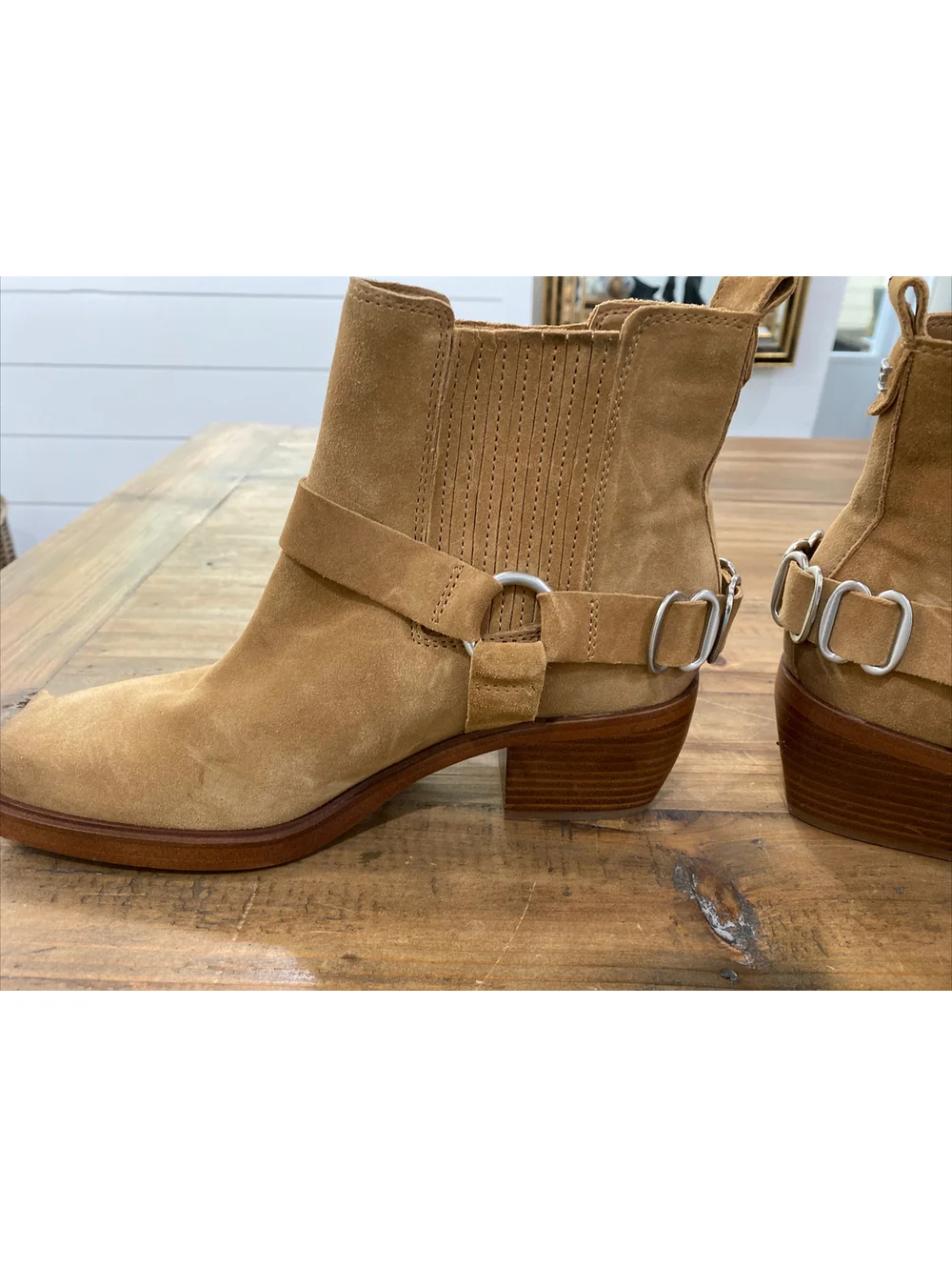 Sam Edelman Women's Bellamie Square Toe Suede Ankle Boots Camel Size 8